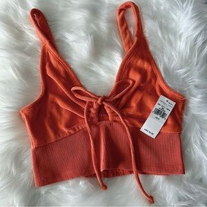 NWT AEO Orange Terry Crop | size: S